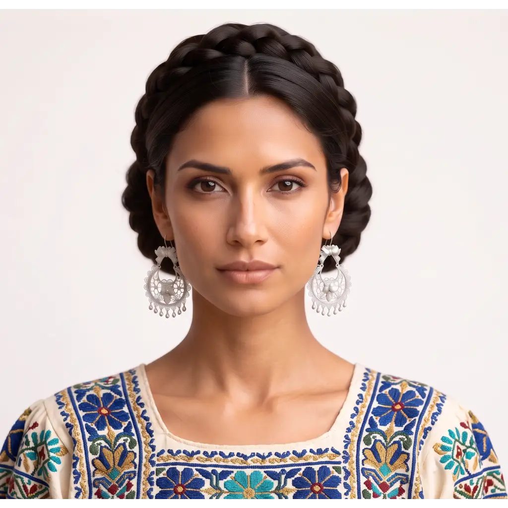 Mexican Mazahua silver earrings with doves