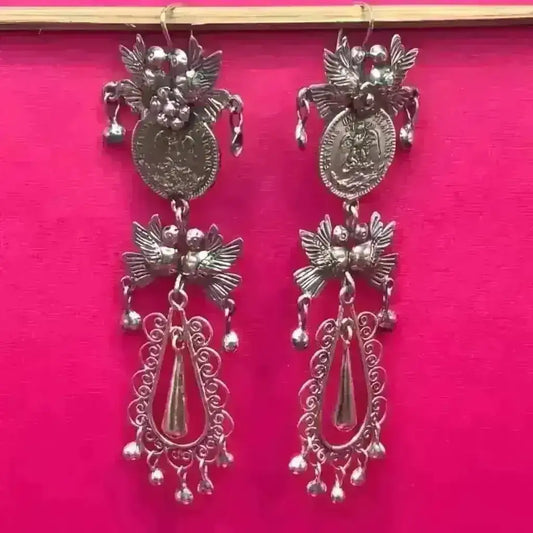 Mexican Mazahua silver earrings handmade