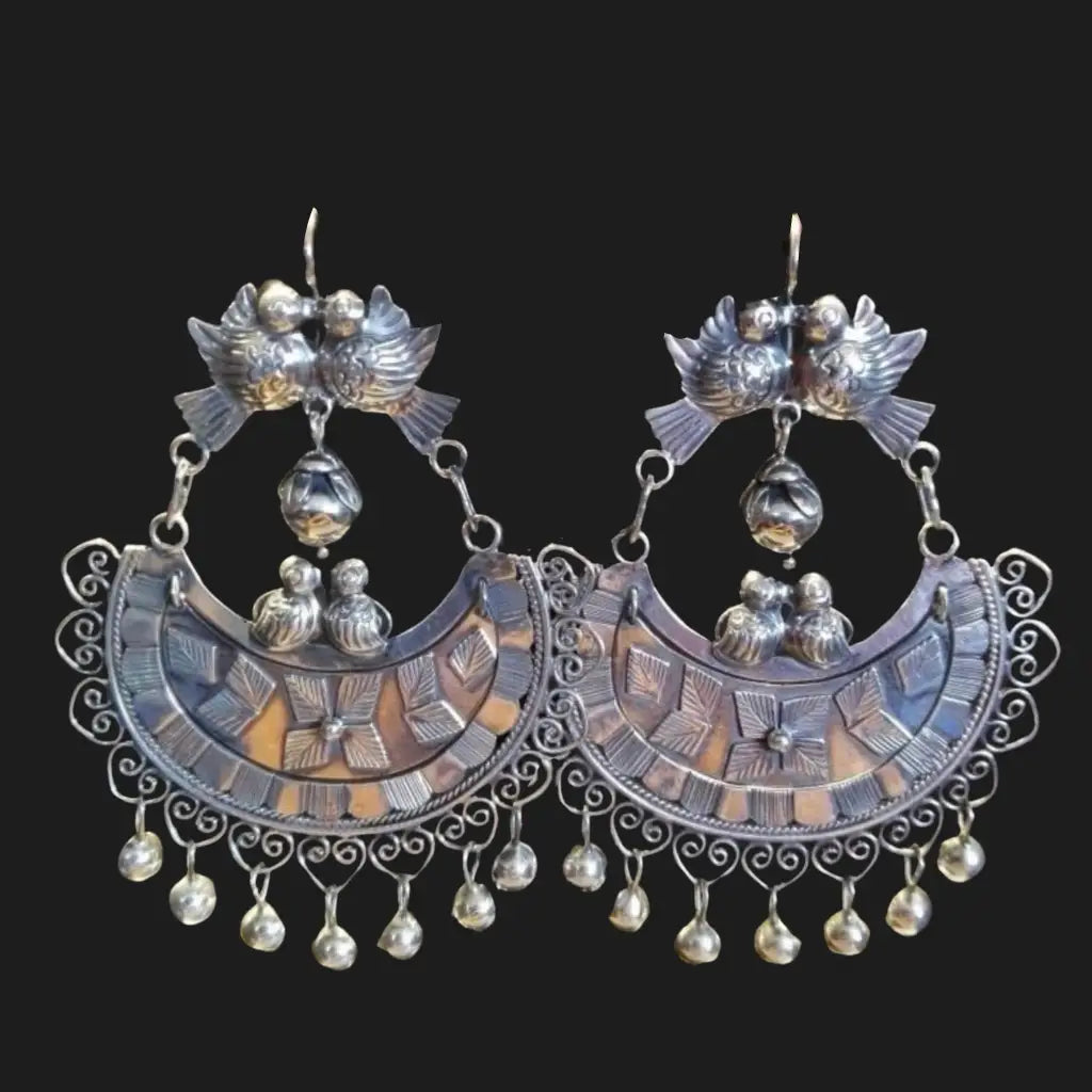 Mexican Mazahua silver earrings handmade fine traditional