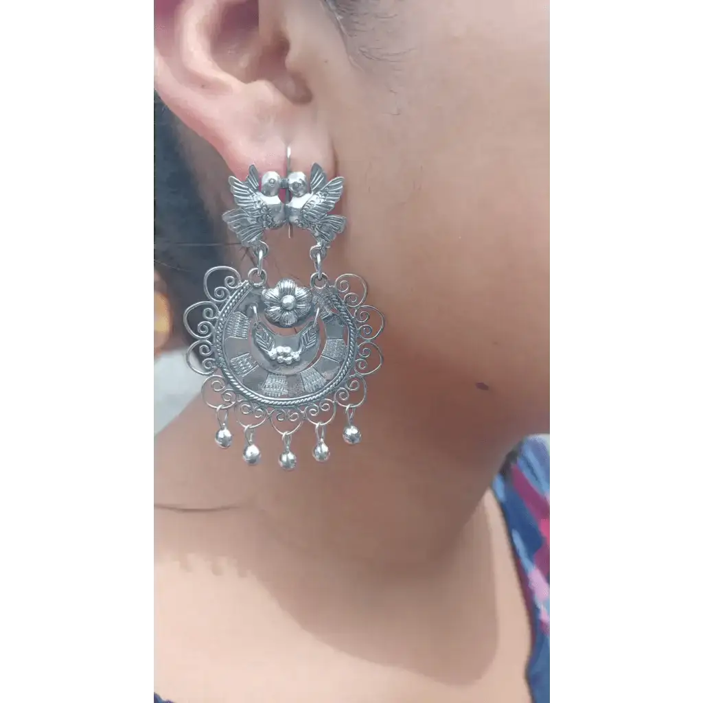 Mexican Mazahua silver earrings handmade