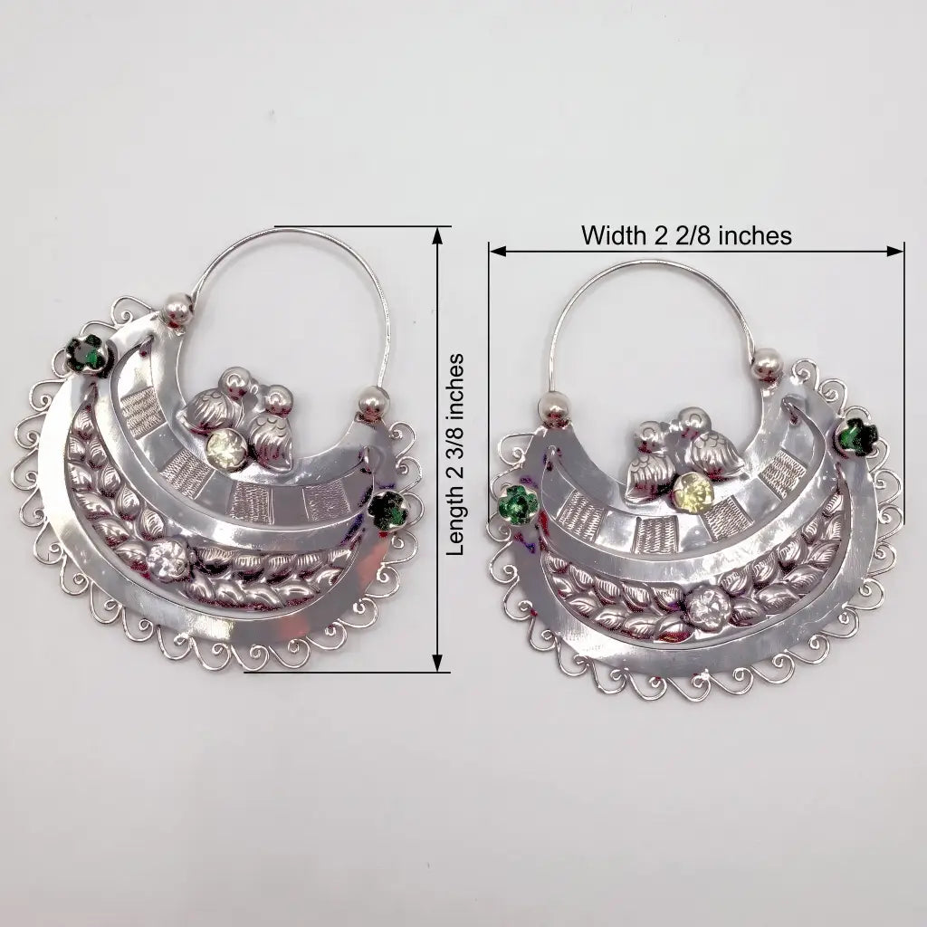 Mexican Mazahua silver hoop arracada earrings pure handmade