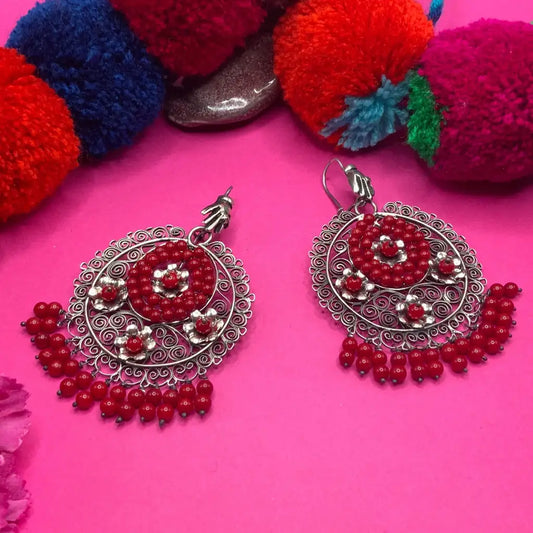 Mexican Oaxacan handmade coral silver filigree