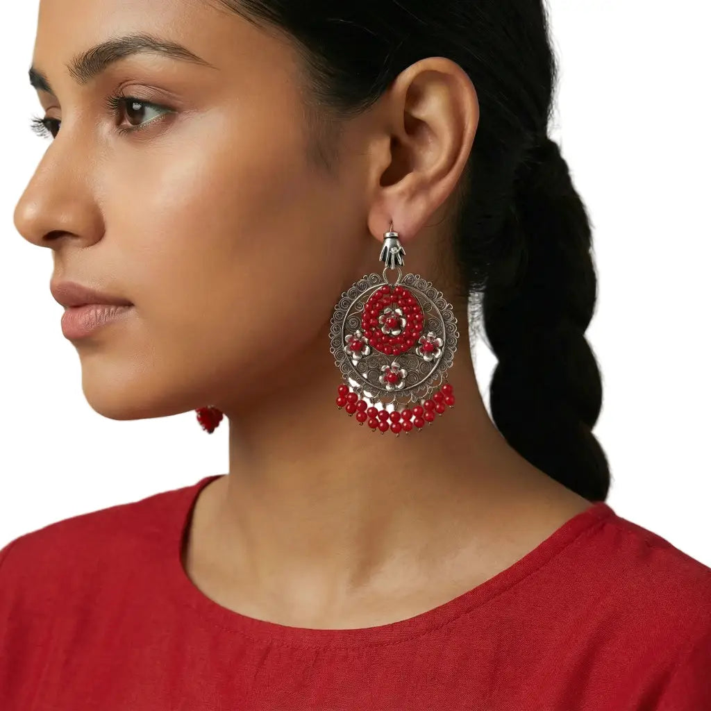 Oaxacan Filigree Sterling Silver Earrings with Pearl,