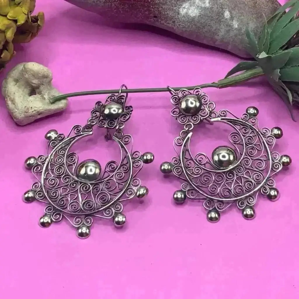 Mexican Oaxacan silver filigree earrings