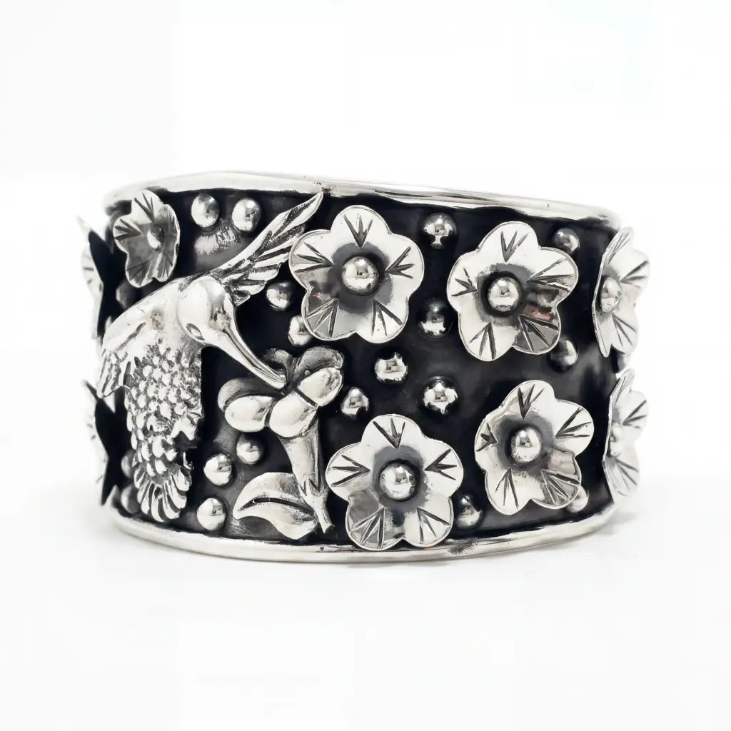 Modern Taxco Hummingbird Silver Bracelet, Adjustable