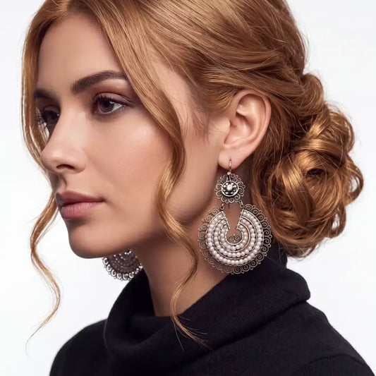 Oaxacan pure silver filigree earrings with pearls