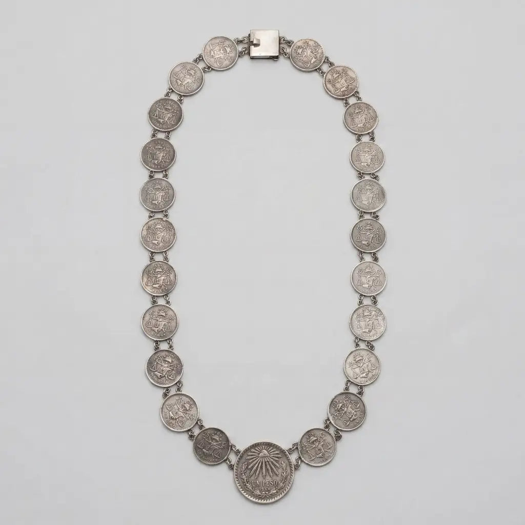Oaxacan vintage Silver coin necklace with coins