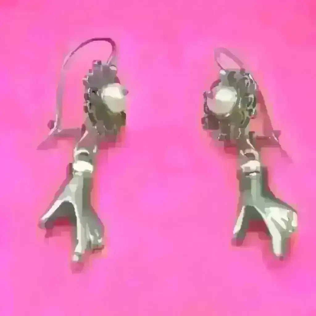 Oaxacan vintage Silver filigree hand earrings with pearls