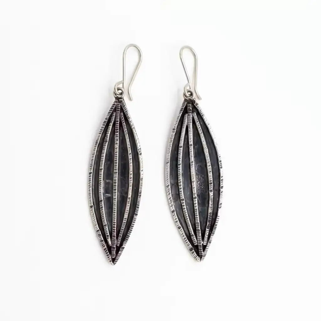 Oval oxidized Taxco Silver Earrings
