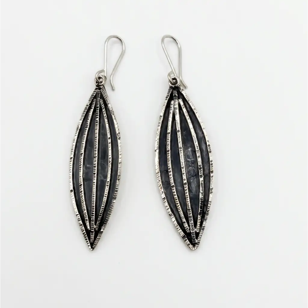 Oval oxidized Taxco Silver Earrings