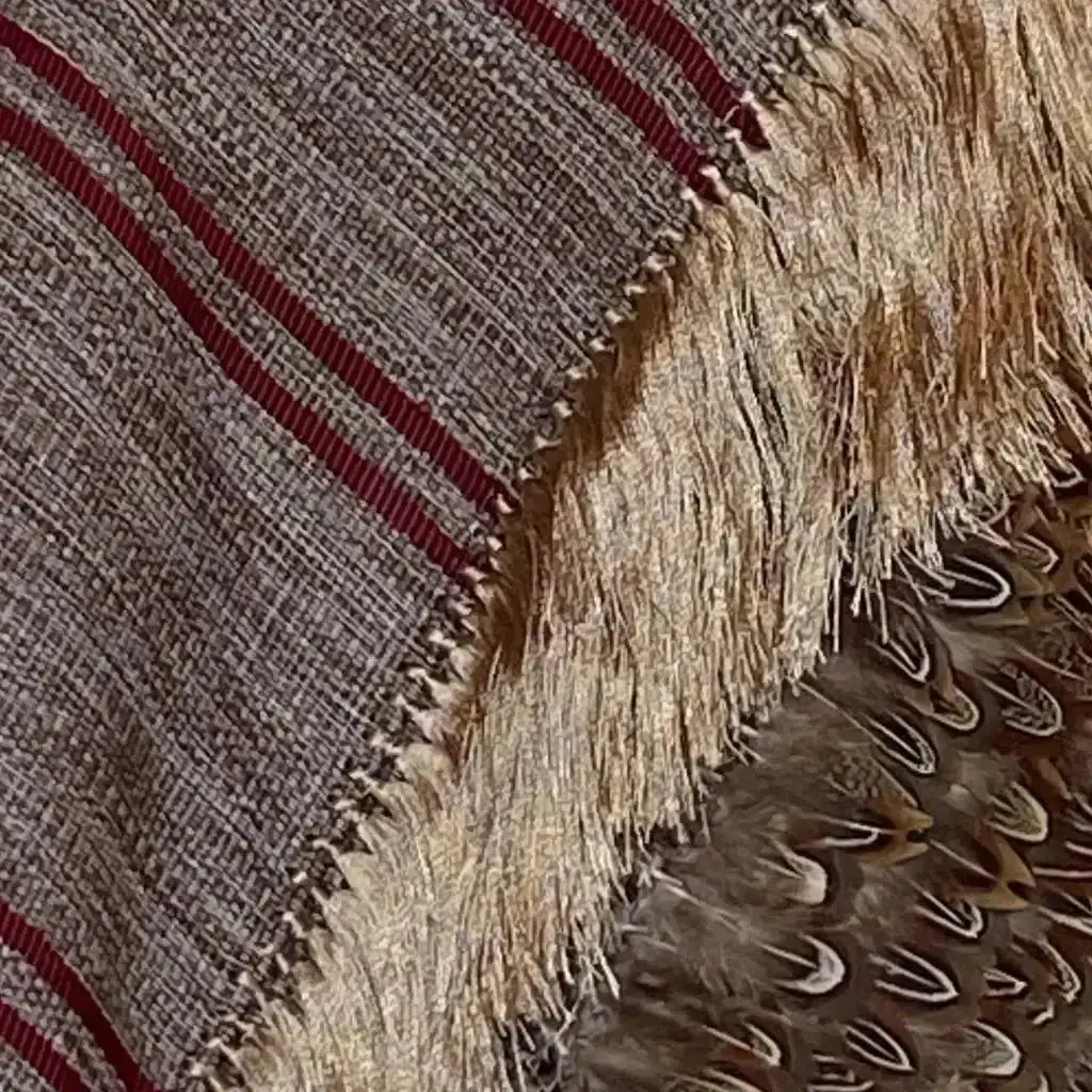 Purepecha rebozo with fringe and feathers - Shawl