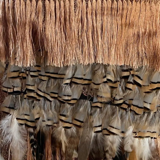 Purepecha rebozo with fringe and feathers - Shawl