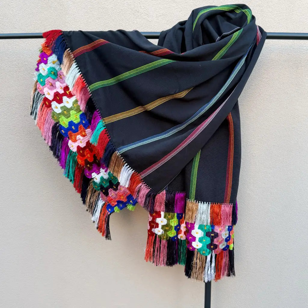 Purepecha rebozo with fringe - Shawl