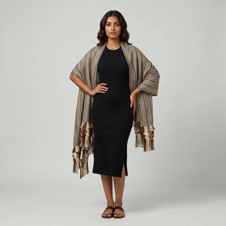Purepecha rebozo with fringe and stripes - Shawl