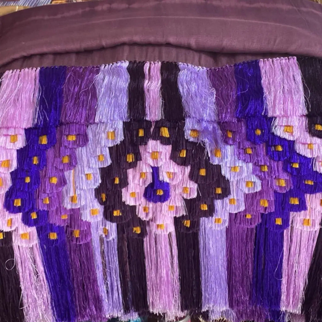 Purepecha rebozo with pattern fringe or ‘flowers’ - Shawl