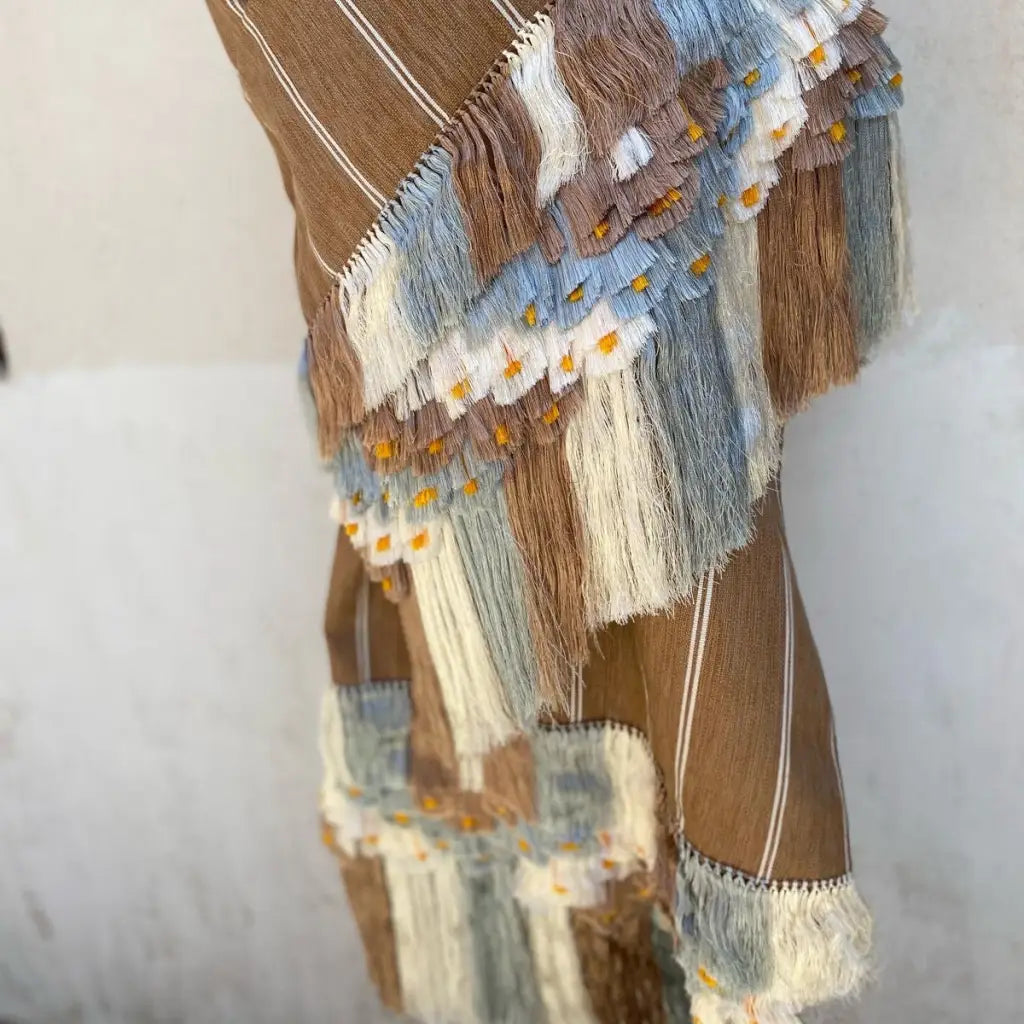 Purepecha rebozo with pattern fringe or ‘flowers’ - Shawl