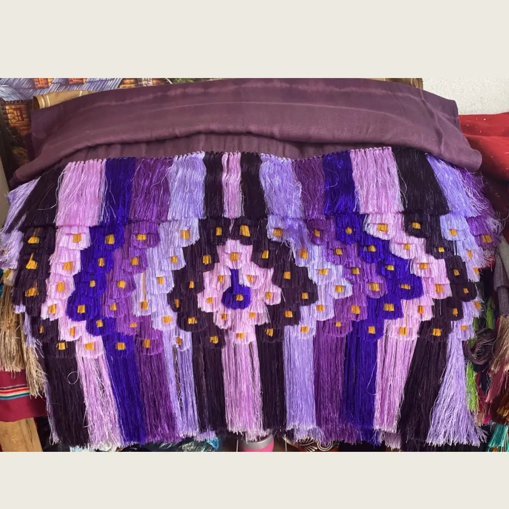 Purepecha rebozo with pattern fringe or ‘flowers’ - Shawl