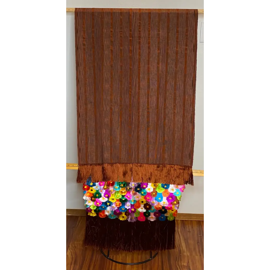 Purepecha rebozo with pattern fringe or ‘flowers’ - Shawl