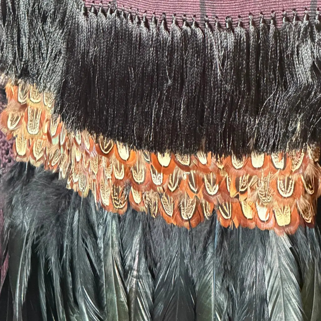 Purple with black stripe Purepecha Rebozo fringe