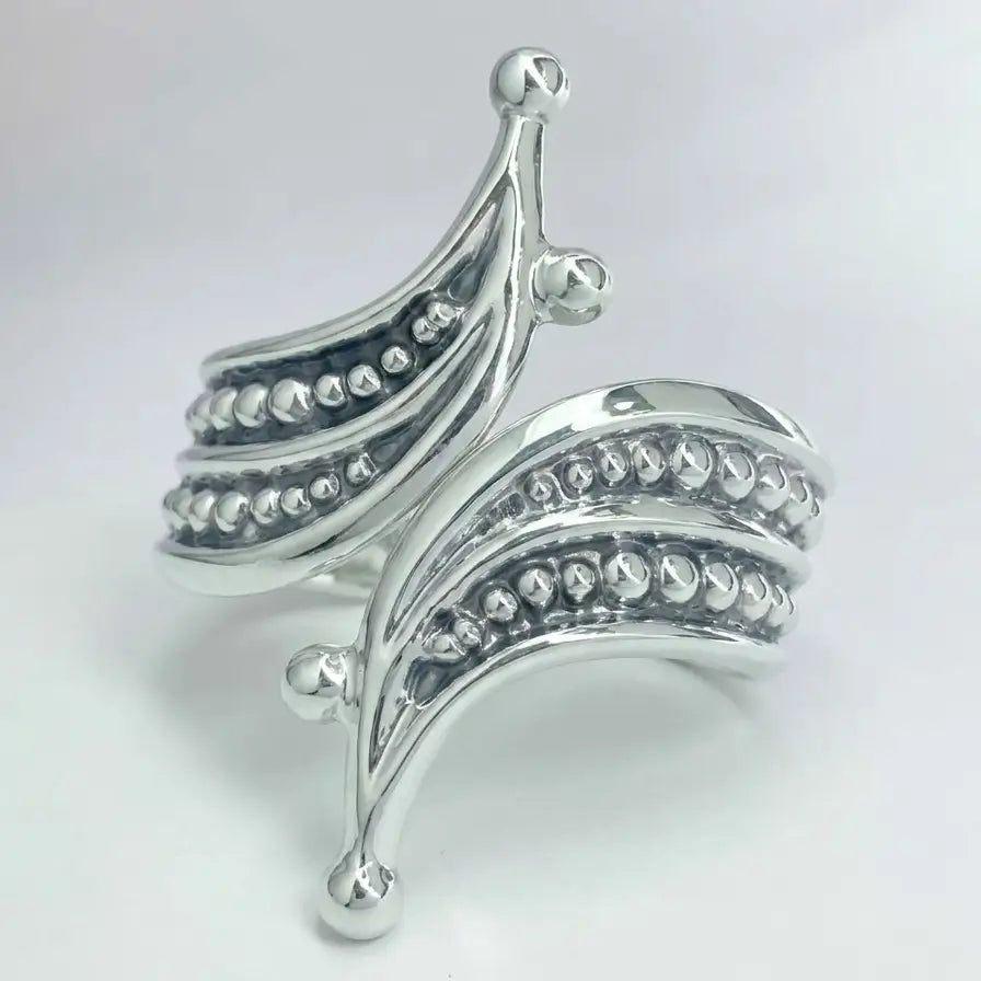 Silver double swirl Taxco clamper bracelet modern design