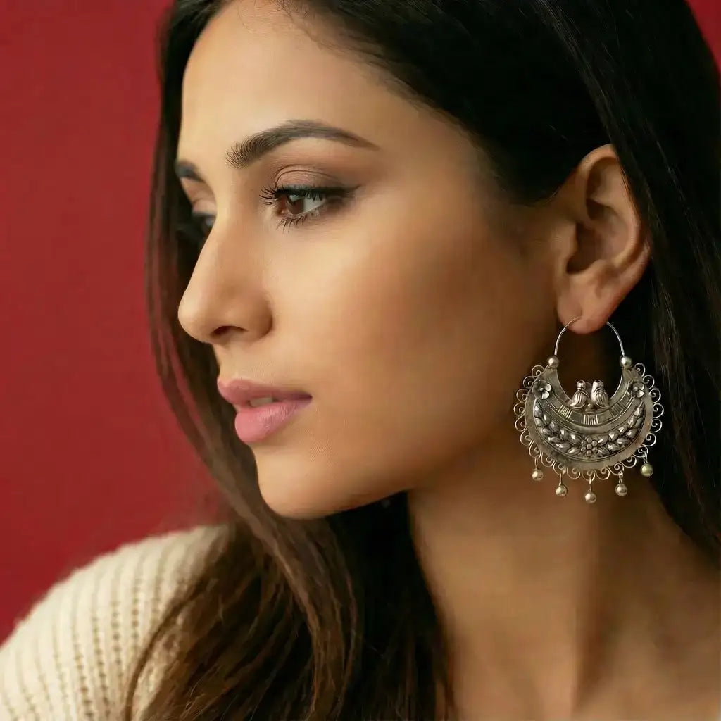 Mazahua silver arracada earrings-hoop earrings - Earrings