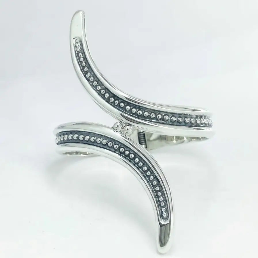 Silver thin swirl Taxco clamper bracelet modern design like