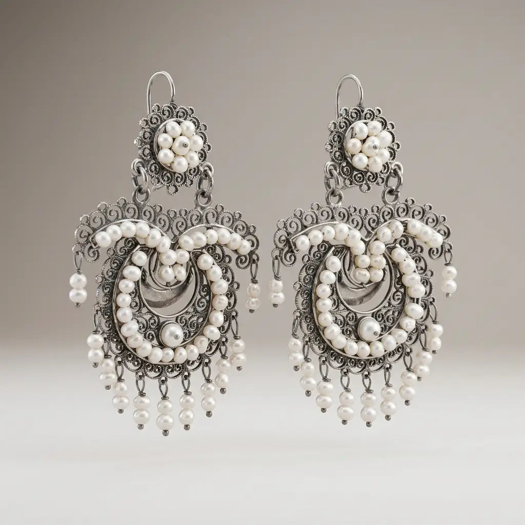 Statement Filigree earrings with pearls