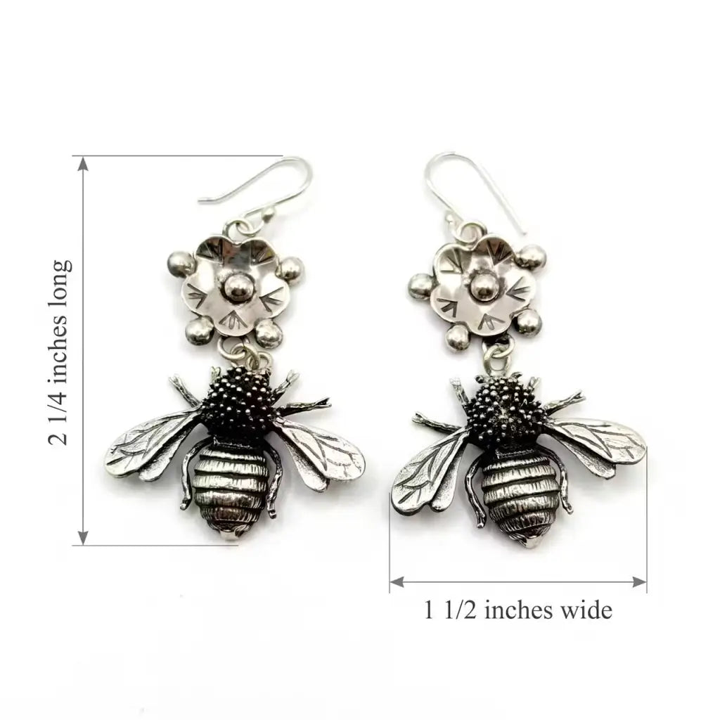 Taxco Silver bee earrings-handmade-just a - Earrings