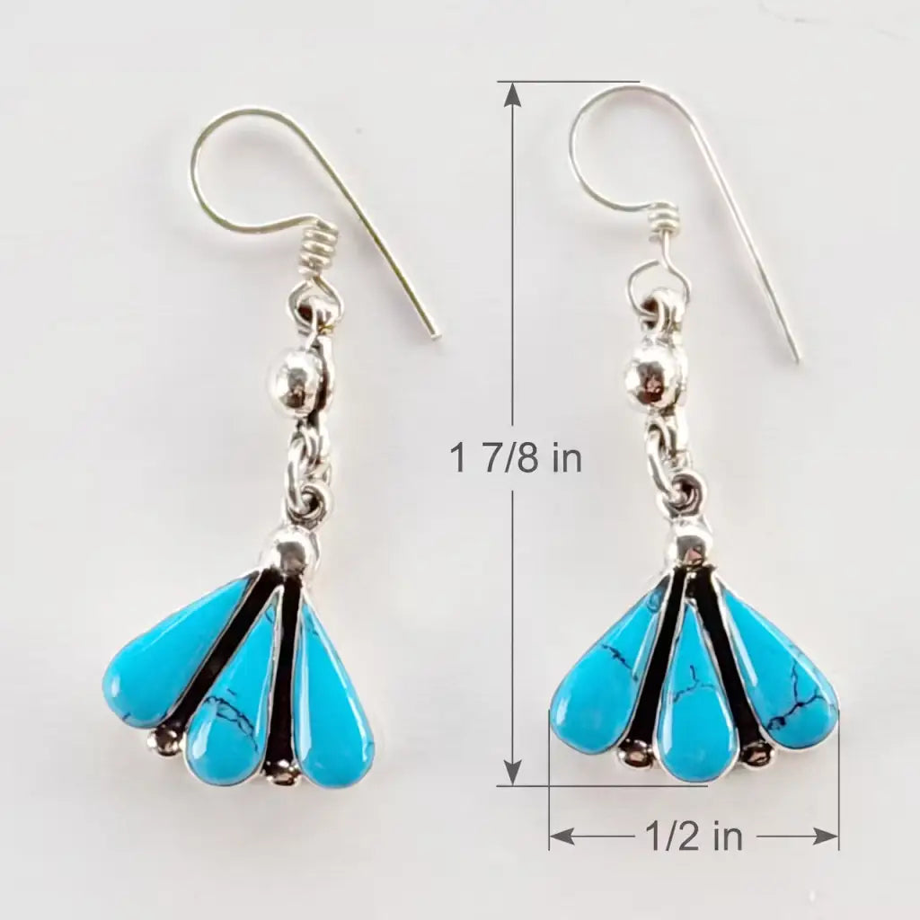 Taxco Silver Earrings - Pure with black agate fan shape