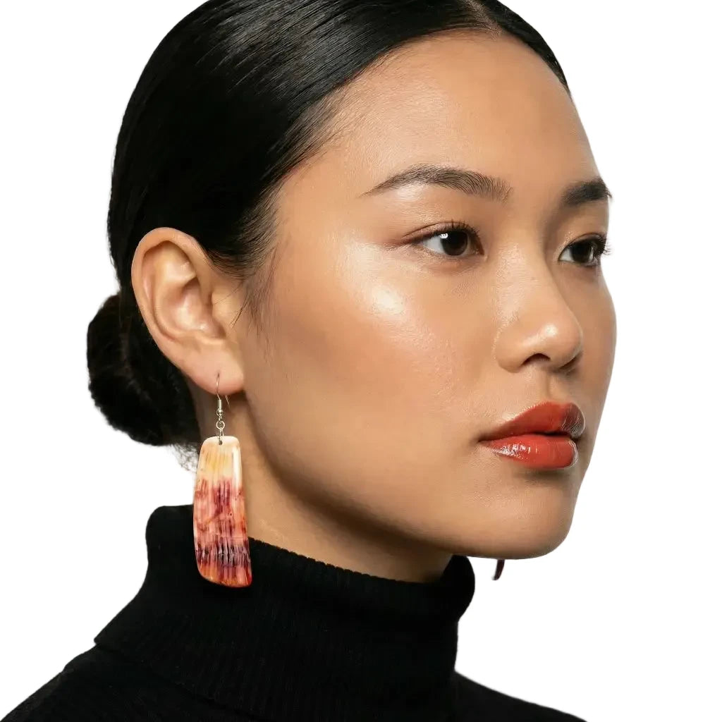 Eva Calabaza Tewa Santo Domingo Spiny Oyster Earrings,