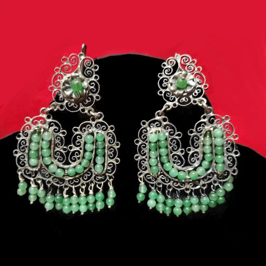 Vintage circa 1950 Oaxacan silver filigree earrings