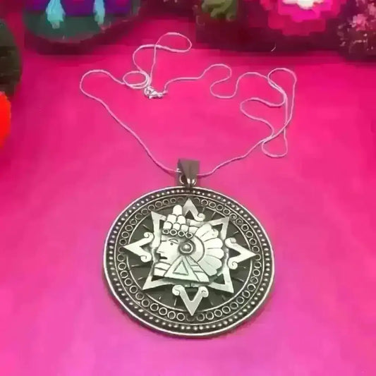 Vintage Mexican silver necklace with Aztec design - bracelet