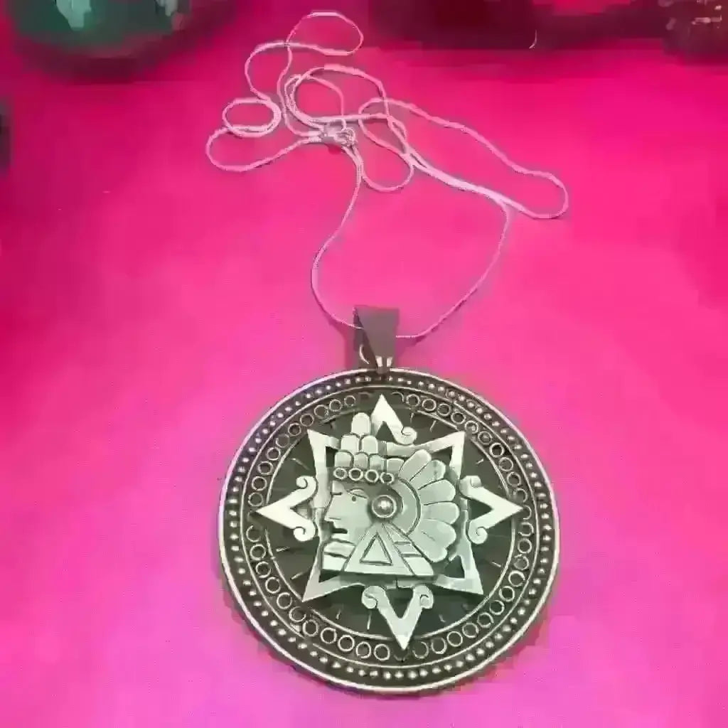 Vintage Mexican silver necklace with Aztec design - bracelet