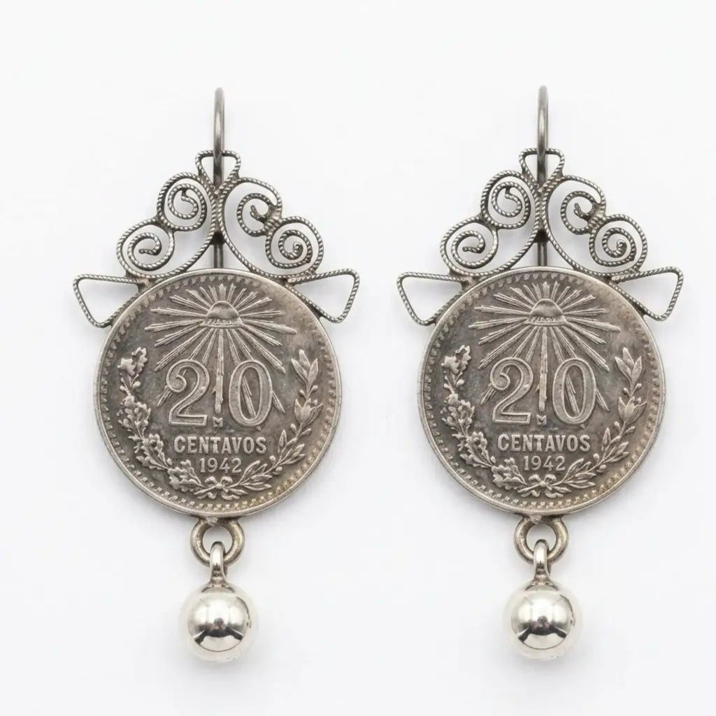 Vintage Oaxacan 1942 coin earrings