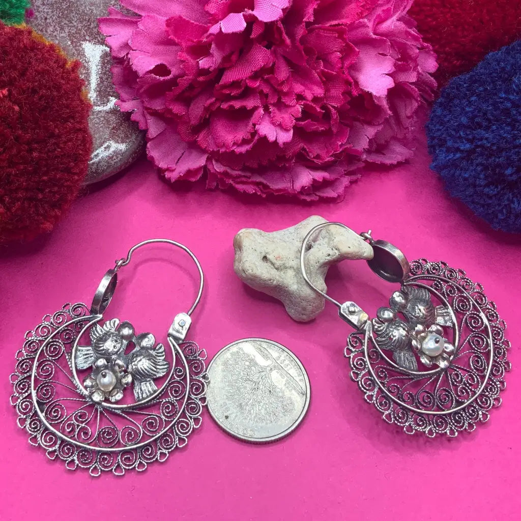 Vintage type Oaxacan arracada filigree earrings