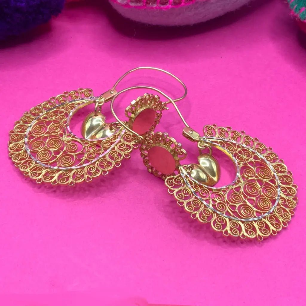 Gold vermeil arracada hoop earrings - Mexican Oaxacan Silver Jewelry
