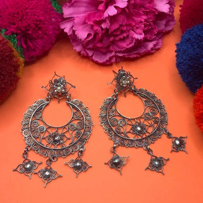Mexican silver filigree earrings, Frida earrings-stunning - Mexican Oaxacan Silver Jewelry