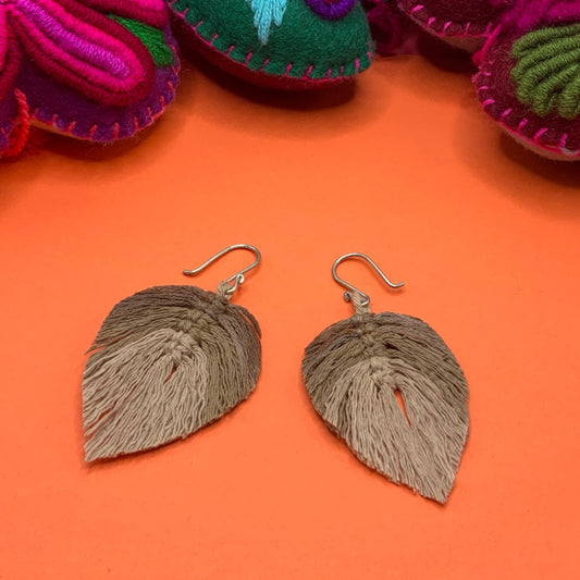 Vegetable dyed cotton-straw earrings, hand woven from Oaxaca - Mexican Oaxacan Silver Jewelry