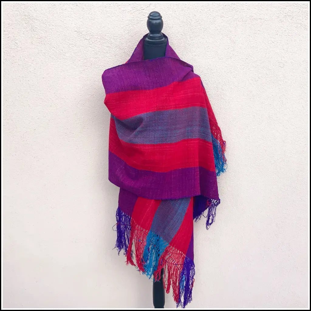 Vegetable dyed wool Rebozo from Oaxaca - Mexican Oaxacan Silver Jewelry