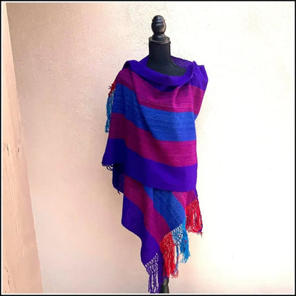 Vegetable dyed wool Rebozo from Oaxaca - Mexican Oaxacan Silver Jewelry